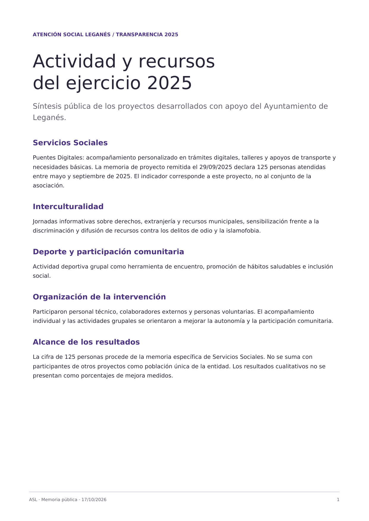 Página 1 de 2 de Actividad y recursos 2025. Texto disponible al final.